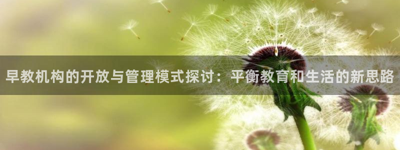天顺娱乐揽46 99豪：早教机构的开放与管理模式探讨：平衡教育和生活的新思路
